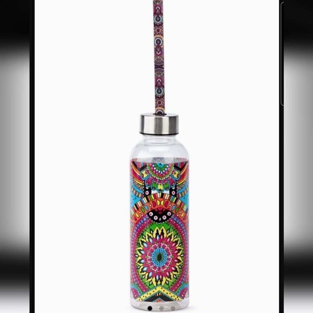 The sak water bottle tumbler cup screw top handle strap llama pattern